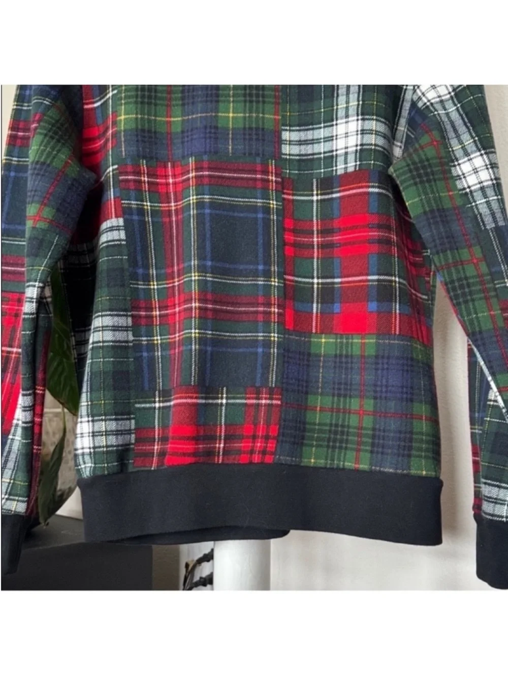Polo Ralph Lauren Kids Youth Patchwork Plaid Fleece Hoodie/Sweatshirt Sz 14/16